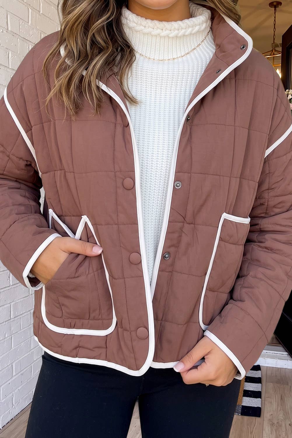 LAS Quilted Snap Button Pocket Patched Jacket (S-XL)