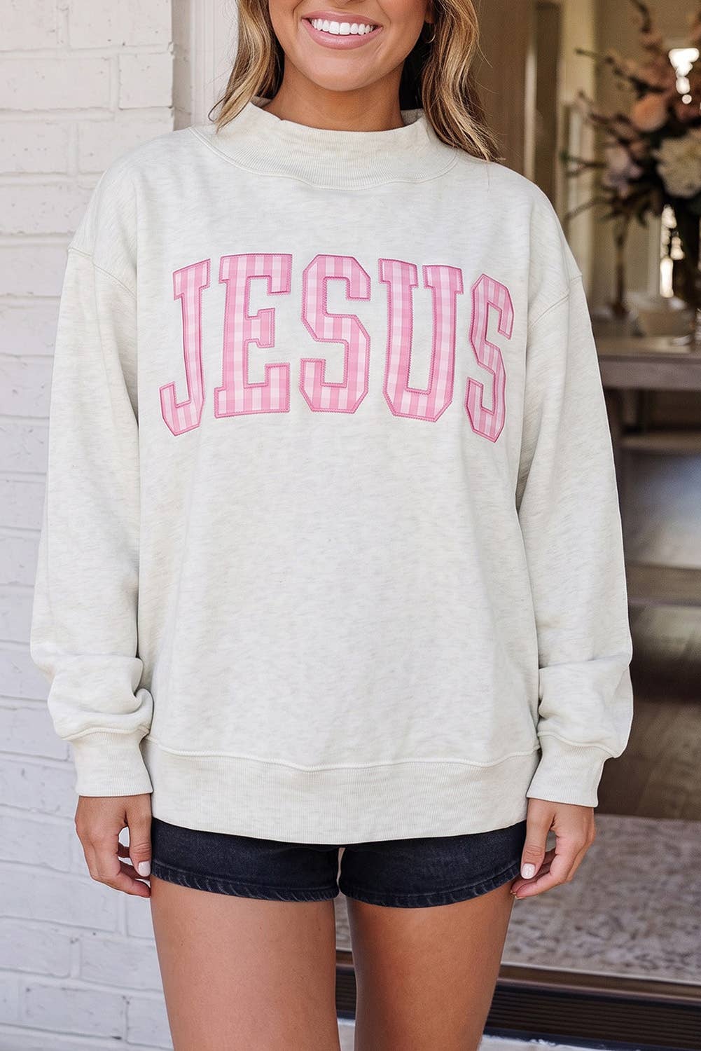 LAS Polka Dot JESUS / FAITH Mock Neck Sweatshirt (S-XL)