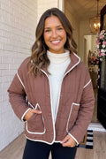 LAS Quilted Snap Button Pocket Patched Jacket (S-XL)