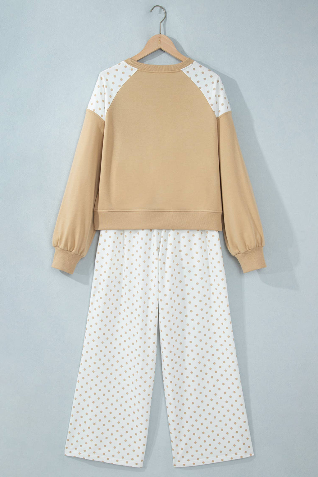 Polka Dot Patchwork Long Sleeve Casual Two Piece Set S-4X
